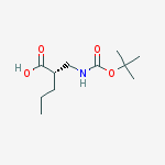 Structure of Pentanoic acid,2-[[[(1,1-dimethylethoxy)carbonyl]amino]methyl]-,(2S)-