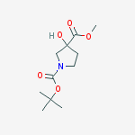 Structure of 1,3-Pyrrolidinedicarboxylic acid,3-hydroxy-,1-(1,1-dimethylethyl) 3-methyl ester