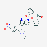 Structure of 3-(4-(1-ethyl-3-(4-nitrophenyl)-1H-pyrazol-4-yl)-1-(phenylsulfonyl)-1H-pyrrolo[2,3-b]pyridin-2-yl)benzaldehyde