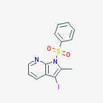 Structure of 1H-Pyrrolo[2,3-b]pyridine, 3-iodo-2-methyl-1-(phenylsulfonyl)-