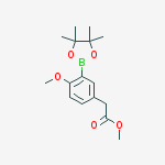 Chemical structure of methyl 2-[4-methoxy-3-(4,4,5,5-tetramethyl-1,3,2-dioxaborolan-2-yl)phenyl]acetate