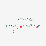 Structure of 2H-1-Benzopyran-2-carboxylic acid, 3,4-dihydro-7-hydroxy-