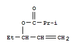 Structure of Propanoic acid, 2-methyl-, 1-ethyl-2-propen-1-yl ester