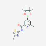 Structure of 2-PYRIDINECARBOXAMIDE, 6-METHYL-N-(4-METHYL-2-THIAZOLYL)-4-(4,4,5,5-TETRAMETHYL-1,3,2-DIOXABOROLAN-2-YL)-