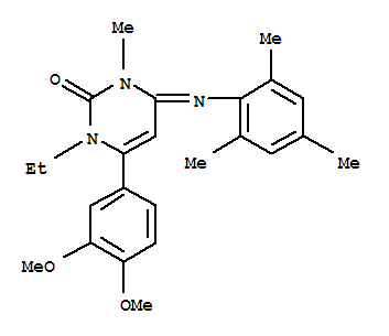 2(1H)-Pyrimidinone, 6-(3,4-dimethoxyphenyl)-1-ethyl-3,4-dihydro-3-meth yl-4-((2,4,6-trimethylphenyl)imino)-结构式