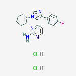 Structure of 4-[1-Cyclohexyl-4-(4-fluorophenyl)-1H-imidazol-5-yl]-2-pyrimidinamine dihydrochloride