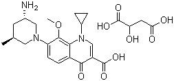 Structure of 7-[(3S,5S)-3-Amino-5-methyl-1-piperidinyl]-1-cyclopropyl-1,4-dihydro-8-methoxy-4-oxo-3-quinolinecarboxylic acid with 2-hydroxybutanedioic acid