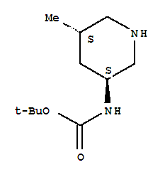 Structure of Carbamic acid, N-[(3S,5S)-5-methyl-3-piperidinyl]-, 1,1-dimethylethyl ester