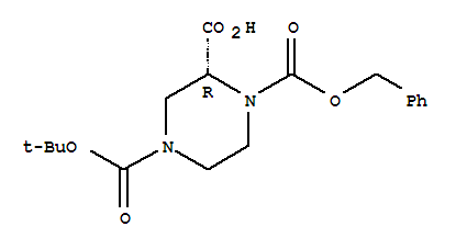 Structure of R-N-4-Boc-N-1-Cbz-2-piperazine carboxylic acid