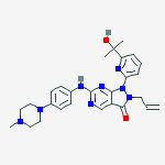 Structure of 1-[6-(2-hydroxypropan-2-yl)pyridin-2-yl]-6-[4-(4-methylpiperazin-1-yl)anilino]-2-prop-2-enylpyrazolo[3,4-d]pyrimidin-3-one