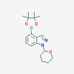 Structure of 1-(oxan-2-yl)-4-(4,4,5,5-tetramethyl-1,3,2-dioxaborolan-2-yl)indazole