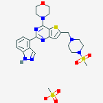 Structure of 2-(1H-Indazol-4-yl)-6-[[4-(methylsulfonyl)-1-piperazinyl]methyl]-4-(4-morpholinyl)thieno[3,2-d]pyrimidine methanesulfonate
