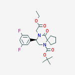 Chemical structure of (R)-tert-butyl 8-(3,5-difluorophenyl)-9-(2-ethoxy-2-oxoethyl)-10-oxo-6,9-diazaspiro[4.5]decane-6-carboxylate