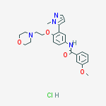Structure of 3-methoxy-n-[3-(2-methylpyrazol-3-yl)-4-(2-morpholin-4-ylethoxy)phenyl]benzamide;hydrochloride