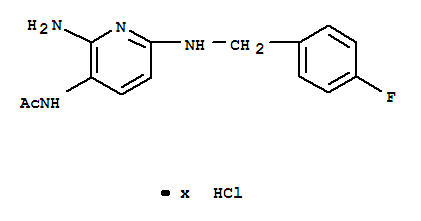 N-{2-amino-6-[(4-fluorobenzyl)amino]pyridin-3-yl}acetamide hydrochloride (1:1)结构式