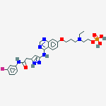 Structure of 3-[[7-[3-[Ethyl[2-(phosphonooxy)ethyl]amino]propoxy]-4-quinazolinyl]amino]-N-(3-fluorophenyl)-1H-pyrazole-5-acetamide