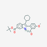 Structure of 1H-Indole-6-carboxylic acid, 
3-cyclohexyl-2-(2-formyl-4-methoxyphenyl)-, 1,1-dimethylethyl 
ester