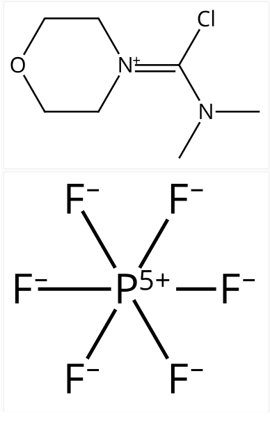 吗啉,4-[氯(二甲基氨基)亚甲基]-六氟磷酸盐(1-)(1:1)结构式