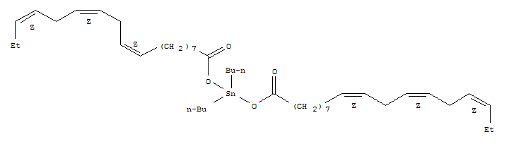 Structure of dibutylbis(octadeca-9(Z),12(Z),15(Z)-trienoyloxy)stannane