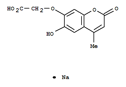 Structure of sodium [(6-hydroxy-4-methyl-2-oxo-2H-1-benzopyran-7-yl)oxy]acetate