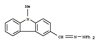 9-METHYL-9H-CARBAZOLE-3-CARBOXALDEHYDE DIPHENYLHYDRAZONE)结构式