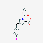 N-t-Butoxycarbonyl-trans-4-(4-iodobenzyl)-L-proline;(2S,4R)-1-t-Butoxycarbonyl-4-(4-iodobenzyl)pyrrolidine-2-carboxylic acid结构式