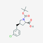 N-t-Butoxycarbonyl-trans-4-(3-chlorobenzyl)-L-proline;(2S,4R)-1-t-Butoxycarbonyl-4-(3-chlorobenzyl)pyrrolidine-2-carboxylic acid结构式