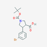 Structure of 4-(3-bromophenyl)-1-[(2-methylpropan-2-yl)oxycarbonyl]pyrrolidine-3-carboxylic acid