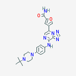 Structure of 4-(8-((4-(4-(tert-Butyl)piperazin-1-yl)phenyl)amino)-[1,2,4]triazolo[1,5-a]pyrazin-5-yl)furan-2-carboxamide