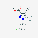 ETHYL 5-AMINO-1-(3-CHLOROPHENYL)-4-CYANOPYRAZOLE-3-CARBOXYLATE 96%结构式