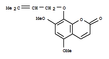 2H-1-Benzopyran-2-one,5,7-dimethoxy-8-[(3-methyl-2-butenyl)oxy]-结构式