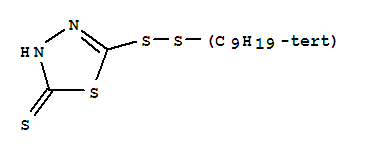 2-巯基-5-叔壬基二硫代-1,3,4-噻二唑结构式