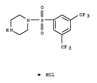 Chemical structure of Piperazine, 1-((3,5-bis(trifluoromethyl)phenyl)sulfonyl)-, monohydroch loride
