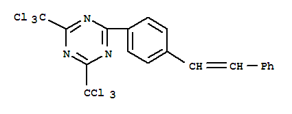 1,3,5-Triazine, 2-[4-(2-phenylethenyl)phenyl]-4,6-bis(trichloromethyl)-结构式
