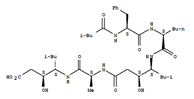Structure of ISOVALERYL-PHE-NLE-STA-ALA-STA-OH