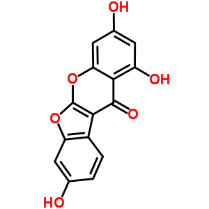 1,3,8-Trihydroxy-11H-benzofuro[2,3-b][1]benzopyran-11-one结构式