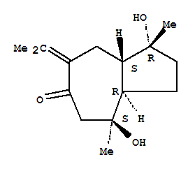6(1H)-Azulenone,octahydro-1,4-dihydroxy-1,4-dimethyl-7-(1-methylethylidene)-, [1R-(1a,3aa,4b,8ab)]-结构式
