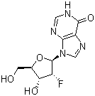 9-(2-脱氧-2-氟-beta-D-阿拉伯呋喃糖基)-1,9-二氢-6H-嘌呤-6-酮结构式