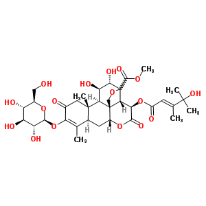 Structure of methyl (11beta,12alpha,13xi,15beta)-3-(beta-D-glucopyranosyloxy)-11,12-dihydroxy-15-{[(2E)-4-hydroxy-3,4-dimethylpent-2-enoyl]oxy}-2,16-dioxo-13,20-epoxypicras-3-en-21-oate