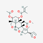 Structure of (2aR,3R,5S,5aR,6S,6aR,8R,9aR,10aS,10bR,10cR)-3-(acetyloxy)-8-furan-3-yl-6-(2-methoxy-2-oxoethyl)-2a,5a,6a,7-tetramethyl-2a,4,5,5a,6,6a,8,9,9a,10a,10b,10c-dodecahydro-2H,3H-cyclopenta[d]naphtho[2,3-b:1,8-b'c']difuran-5-yl (2E)-2-methylbut-2-enoate [992-20-