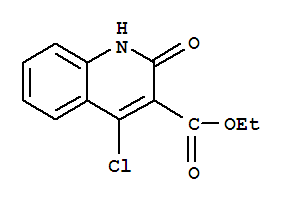 Structure of 3-Quinolinecarboxylic acid, 4-chloro-1,2-dihydro-2-oxo-, ethyl ester